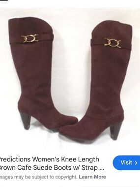 Predictions Brown Suede Over-the-Knee Boots with Gold Accent